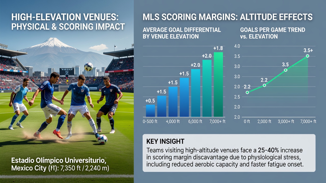 Data visualization of scoring trends in MLS matches across different elevation levels