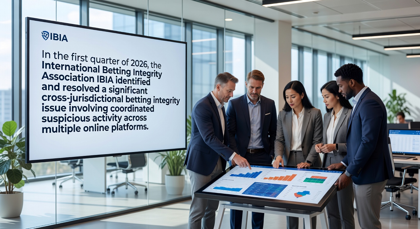 World map highlighting IBIA suspicious betting alerts by region in Q1 2026, with percentages for Europe, North America, and South America