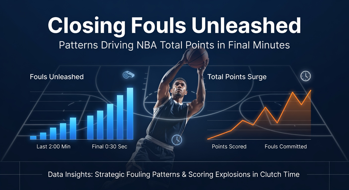 NBA players scrambling for loose balls in the final seconds of a tight game, highlighting the chaos of closing fouls