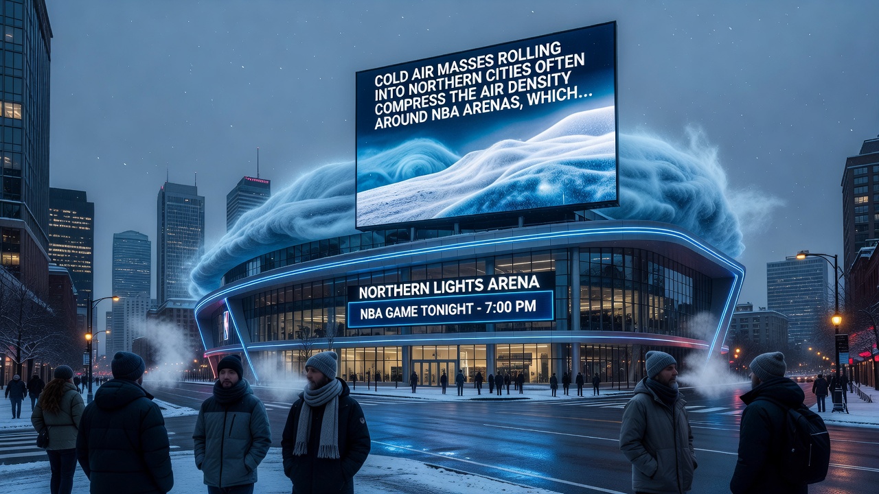 NBA arena interior during winter game with players executing a defensive rotation