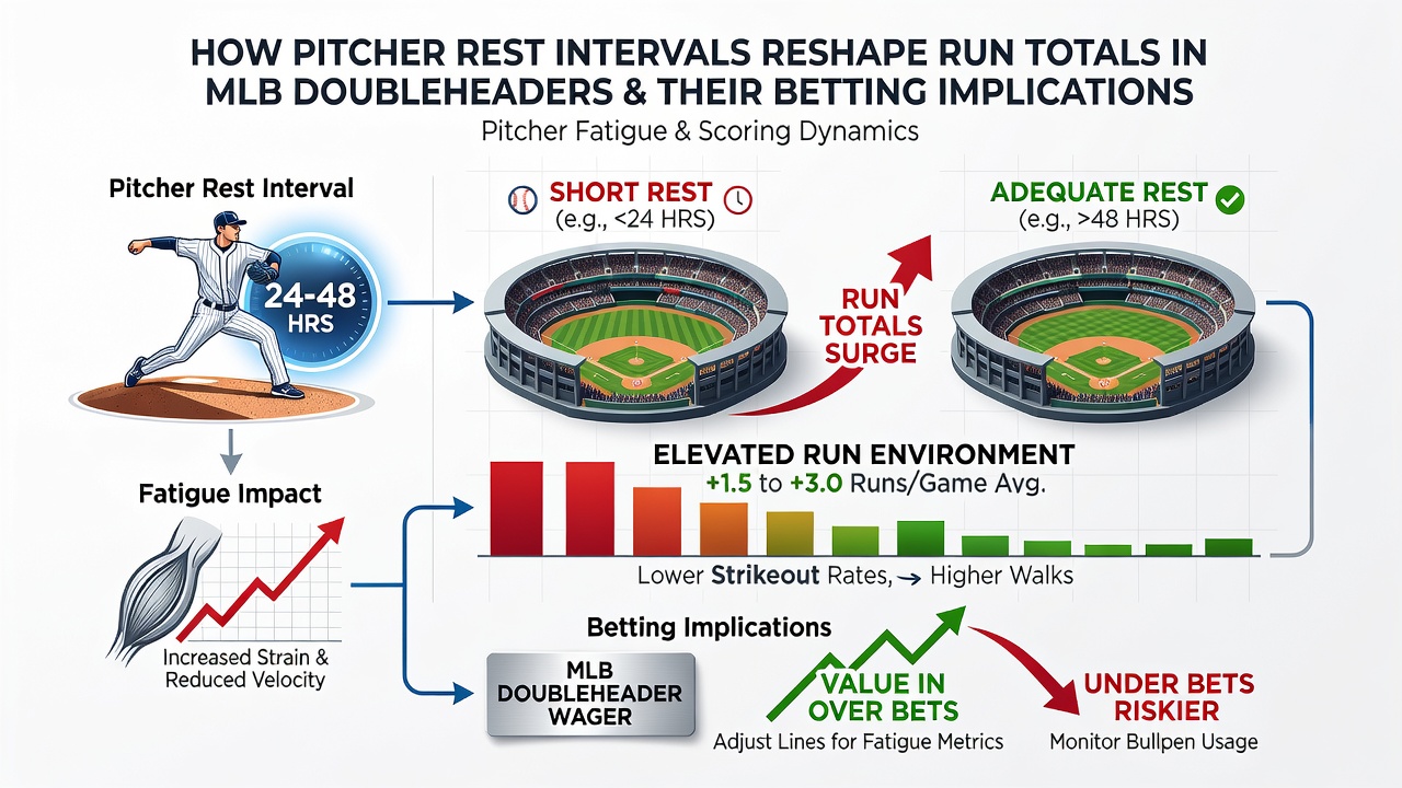 Baseball betting odds board displaying totals lines for MLB doubleheader games