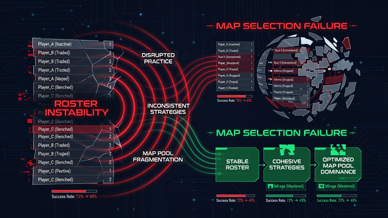 Professional eSports team discussing map picks during a VCT Americas match in 2026