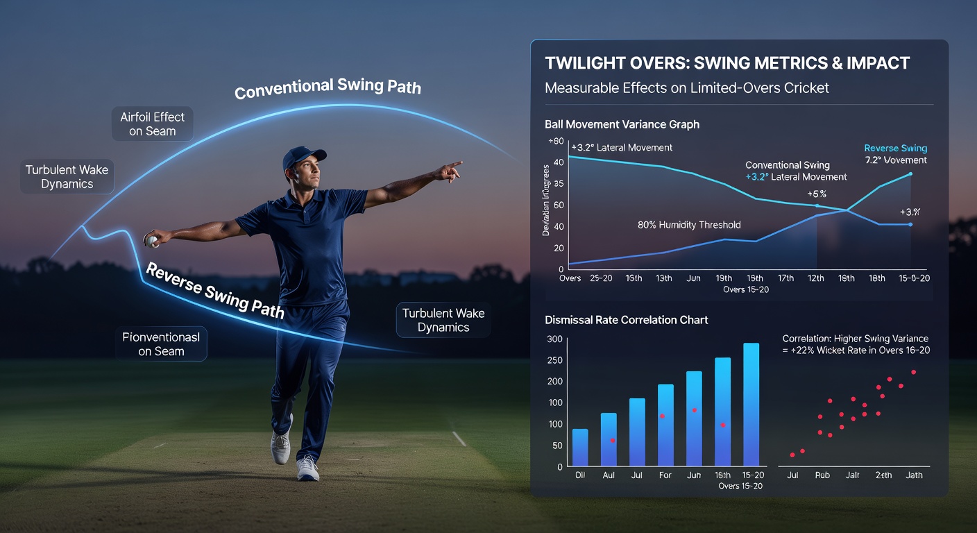 Bowlers and batters adjusting to increased swing as stadium lights activate during twilight overs in a limited-overs fixture