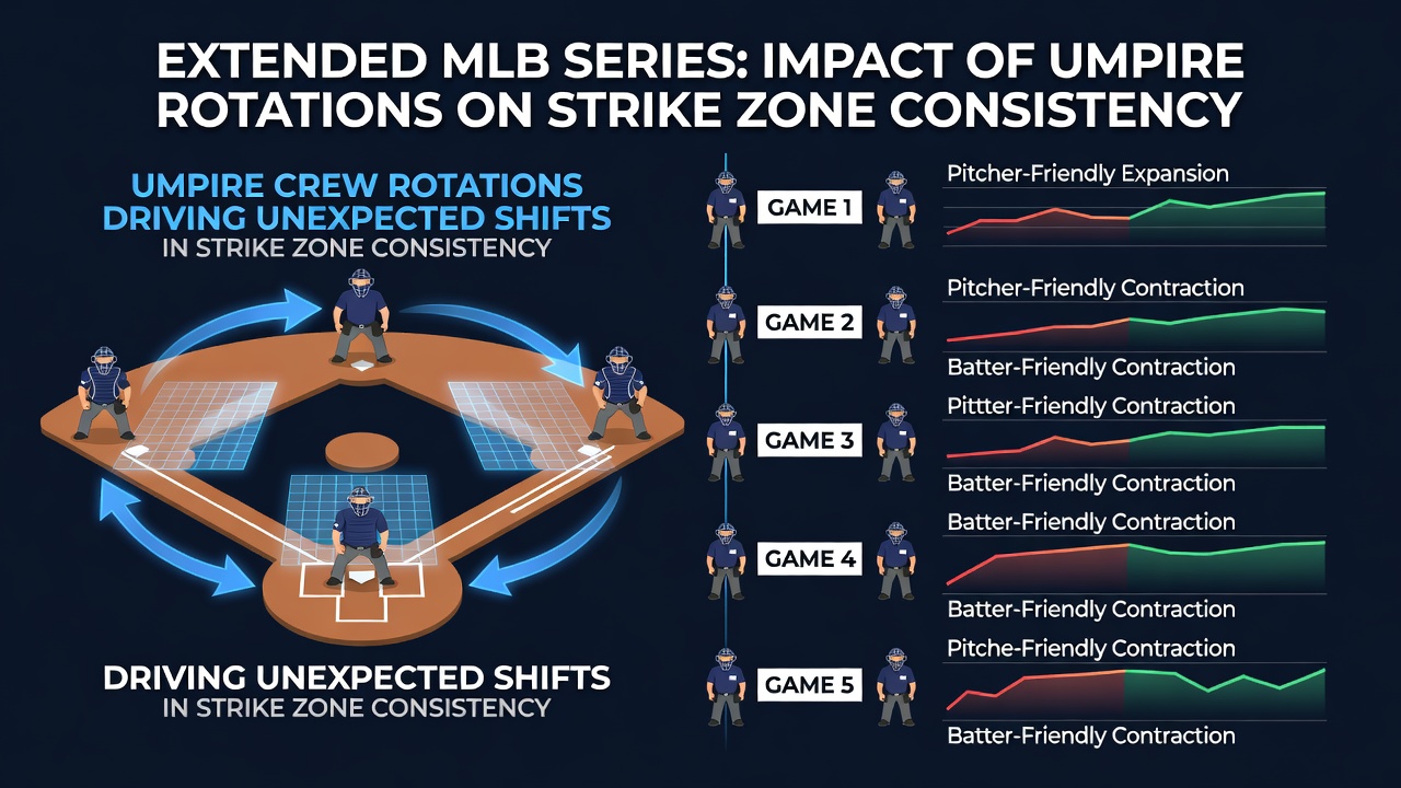 Close-up view of an MLB umpire making a strike call with digital strike zone graphics displayed